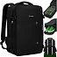 Trizand Zwarte reisrugzak 40 x 20 x 25 cm met 180° opening, USB-poort en kofferband voor handbagage