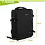 Trizand Zwarte reisrugzak 40 x 20 x 25 cm met 180° opening, USB-poort en kofferband voor handbagage