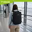 Trizand Zwarte reisrugzak 40 x 20 x 25 cm met 180° opening, USB-poort en kofferband voor handbagage