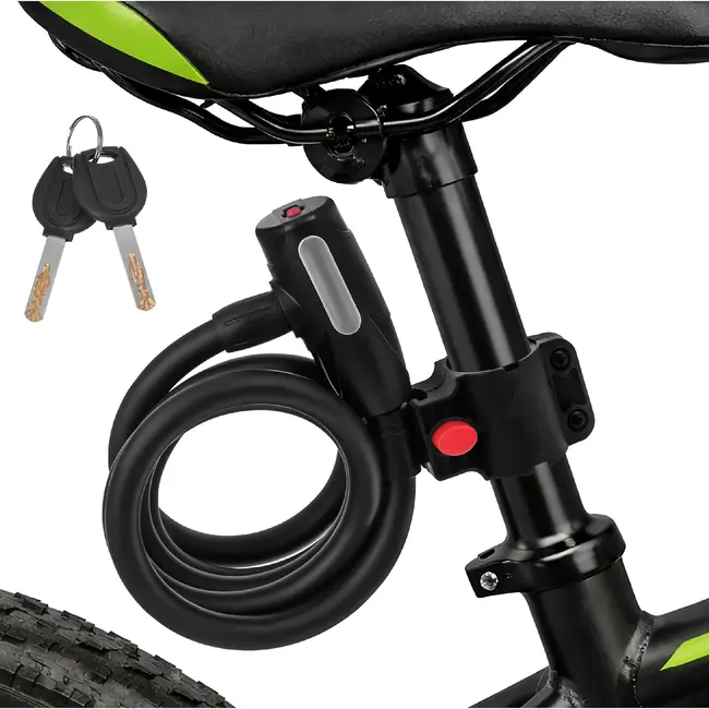 Trizand Lang fietsslot 150 cm zwart kabelslot voor fiets kinderwagen en scooter