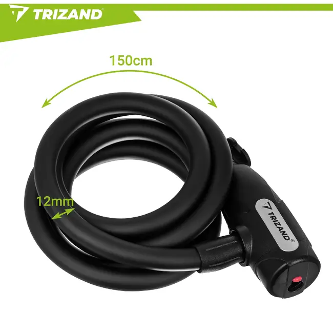 Trizand Lang fietsslot 150 cm zwart kabelslot voor fiets kinderwagen en scooter