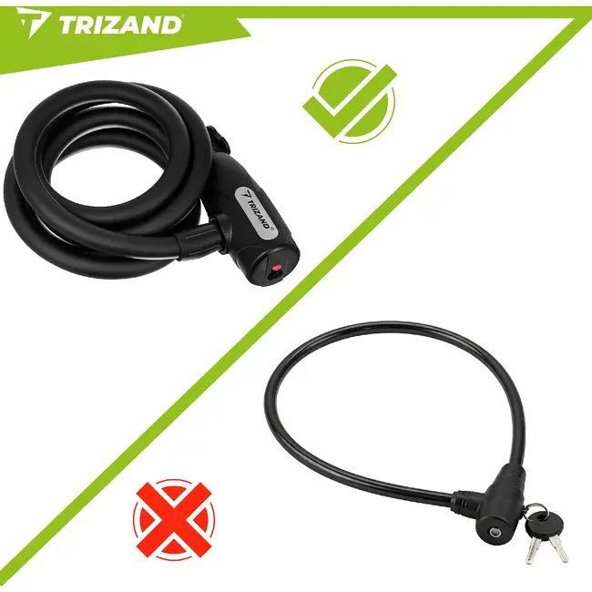 Trizand Lang fietsslot 150 cm zwart kabelslot voor fiets kinderwagen en scooter