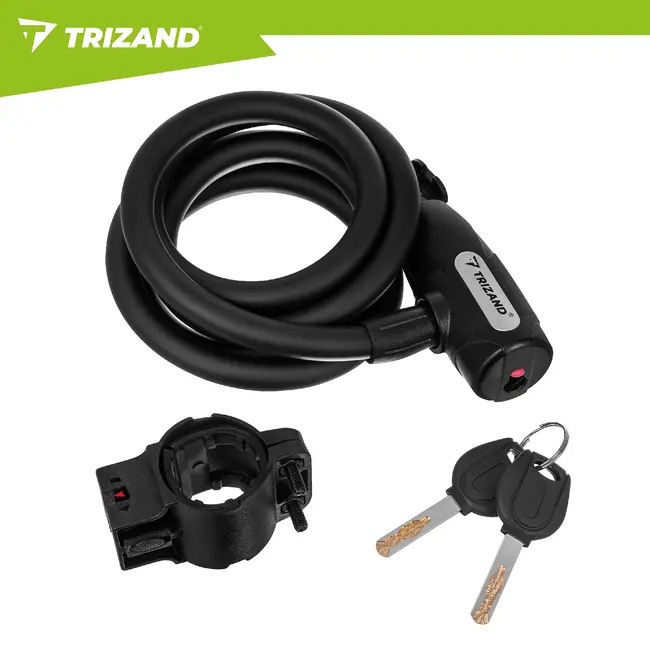 Trizand Lang fietsslot 150 cm zwart kabelslot voor fiets kinderwagen en scooter