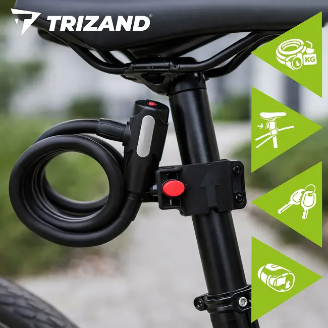 Trizand Lang fietsslot 150 cm zwart kabelslot voor fiets kinderwagen en scooter