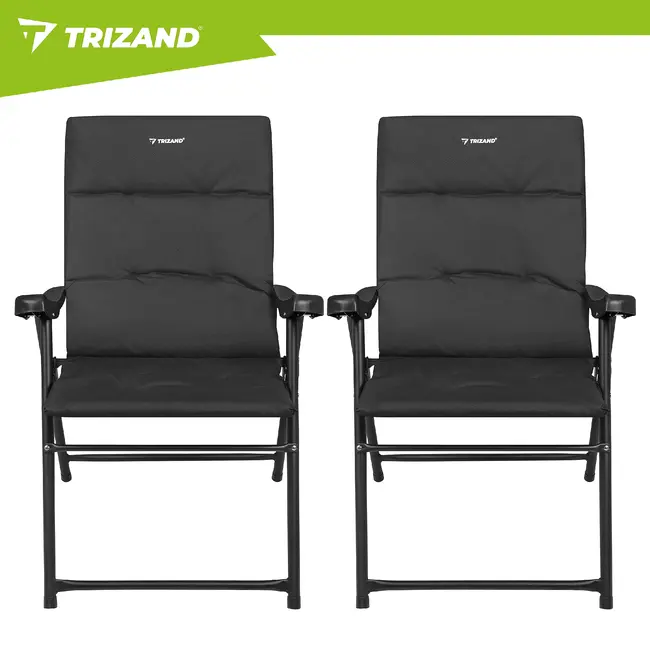 Trizand Set van 2 opvouwbare campingstoelen 59 x 70 x 91 cm met armleuningen en draagvermogen 100 kg