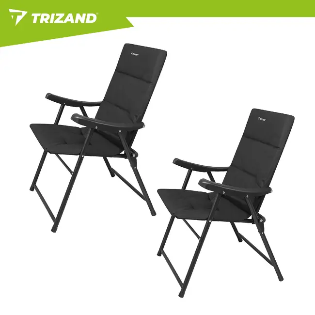 Trizand Set van 2 opvouwbare campingstoelen 59 x 70 x 91 cm met armleuningen en draagvermogen 100 kg