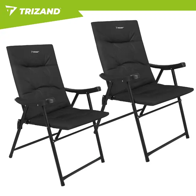 Trizand Set van 2 opvouwbare campingstoelen 59 x 70 x 91 cm met armleuningen en draagvermogen 100 kg