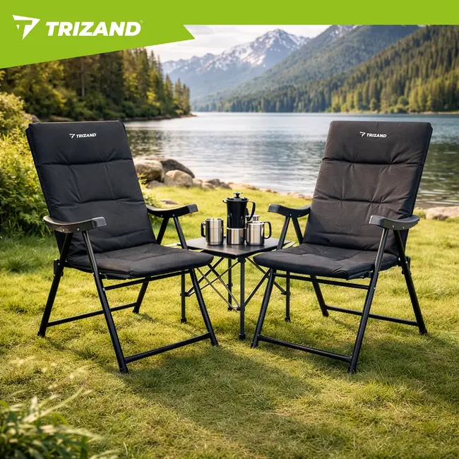 Trizand Set van 2 opvouwbare campingstoelen 59 x 70 x 91 cm met armleuningen en draagvermogen 100 kg