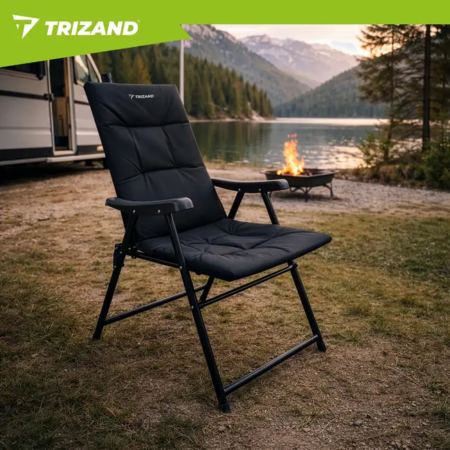 Trizand Set van 2 opvouwbare campingstoelen 59 x 70 x 91 cm met armleuningen en draagvermogen 100 kg