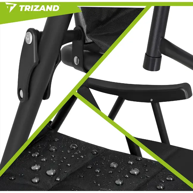 Trizand Set van 2 opvouwbare campingstoelen 59 x 70 x 91 cm met armleuningen en draagvermogen 100 kg