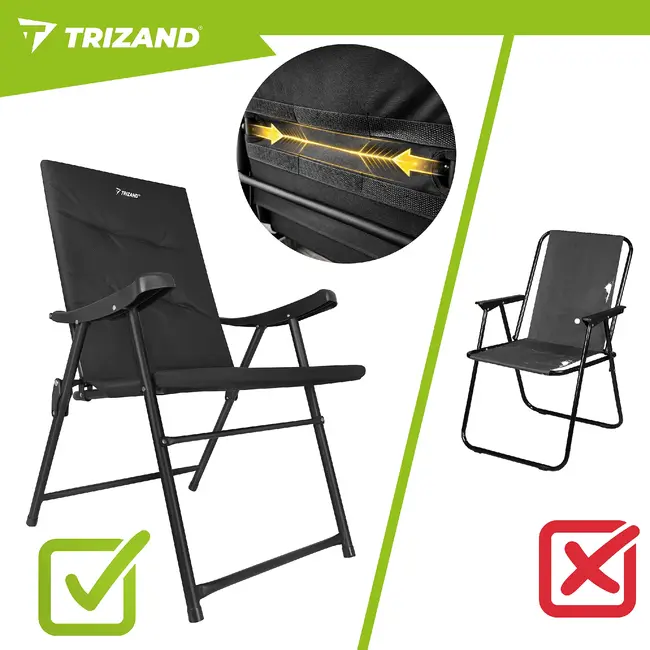 Trizand Set van 2 opvouwbare campingstoelen 59 x 70 x 91 cm met armleuningen en draagvermogen 100 kg