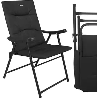 Trizand Inklapbare campingstoel zwart 59 x 70 x 91 cm voor camping tuin en outdoor gebruik