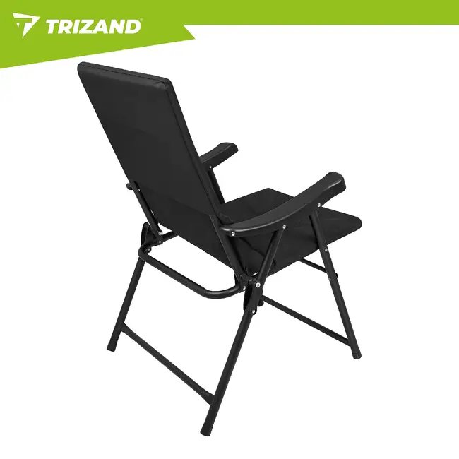 Trizand Inklapbare campingstoel zwart 59 x 70 x 91 cm voor camping tuin en outdoor gebruik