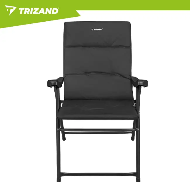 Trizand Inklapbare campingstoel zwart 59 x 70 x 91 cm voor camping tuin en outdoor gebruik