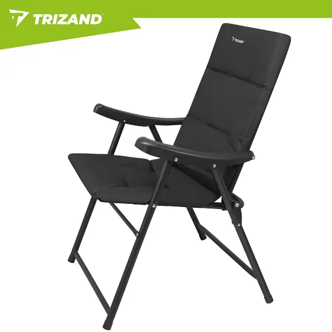 Trizand Inklapbare campingstoel zwart 59 x 70 x 91 cm voor camping tuin en outdoor gebruik