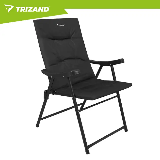 Trizand Inklapbare campingstoel zwart 59 x 70 x 91 cm voor camping tuin en outdoor gebruik