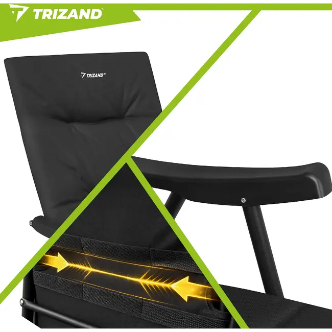 Trizand Inklapbare campingstoel zwart 59 x 70 x 91 cm voor camping tuin en outdoor gebruik