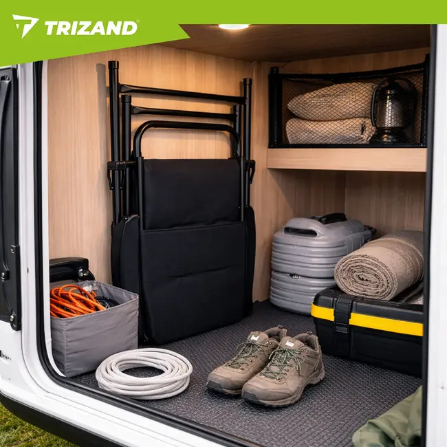 Trizand Inklapbare campingstoel zwart 59 x 70 x 91 cm voor camping tuin en outdoor gebruik