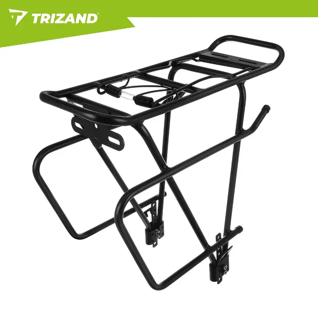 Trizand Zwarte aluminium fietsbagagedrager tot 25 kg voor 24-29 inch fietsen met schijfremmen