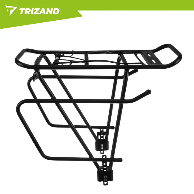 Trizand Zwarte aluminium fietsbagagedrager tot 25 kg voor 24-29 inch fietsen met schijfremmen