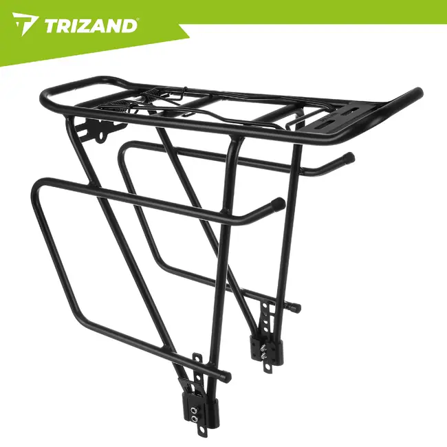 Trizand Zwarte aluminium fietsbagagedrager tot 25 kg voor 24-29 inch fietsen met schijfremmen
