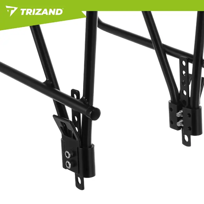 Trizand Zwarte aluminium fietsbagagedrager tot 25 kg voor 24-29 inch fietsen met schijfremmen