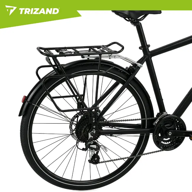 Trizand Zwarte aluminium fietsbagagedrager tot 25 kg voor 24-29 inch fietsen met schijfremmen