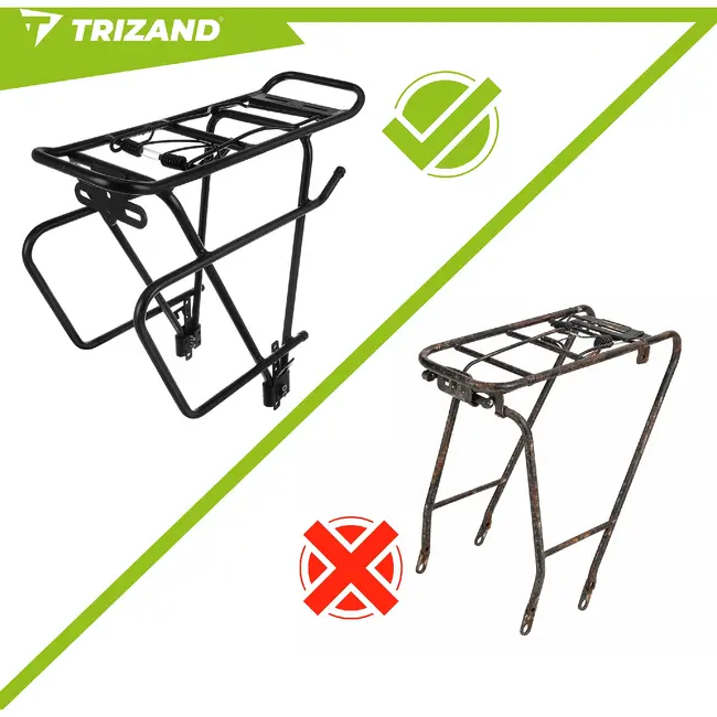 Trizand Zwarte aluminium fietsbagagedrager tot 25 kg voor 24-29 inch fietsen met schijfremmen