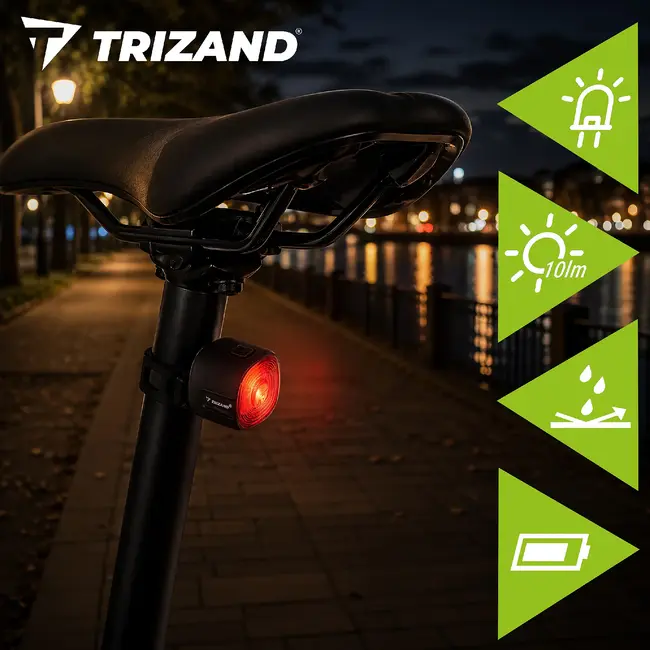 Trizand Rode LED fietslamp achterlicht compact en eenvoudig te monteren voor veilig fietsen in het donker