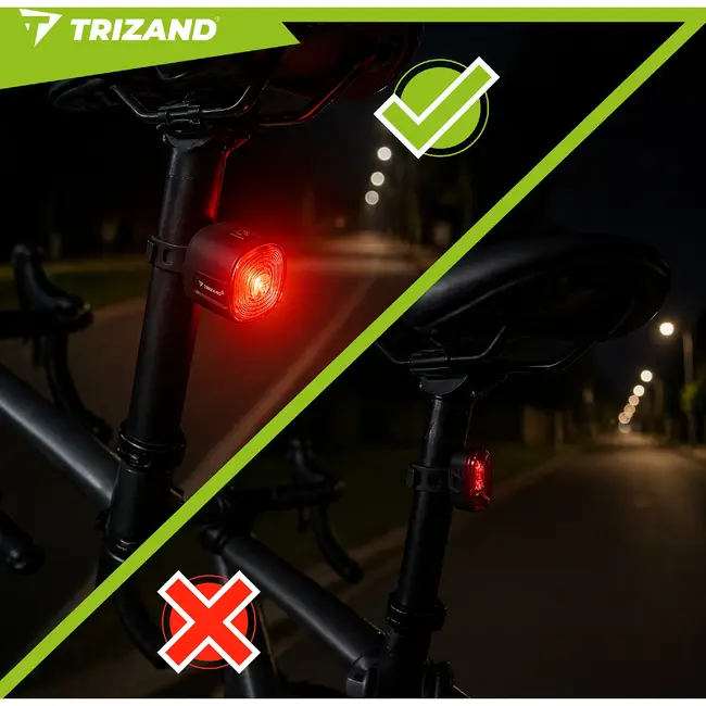 Trizand Rode LED fietslamp achterlicht compact en eenvoudig te monteren voor veilig fietsen in het donker
