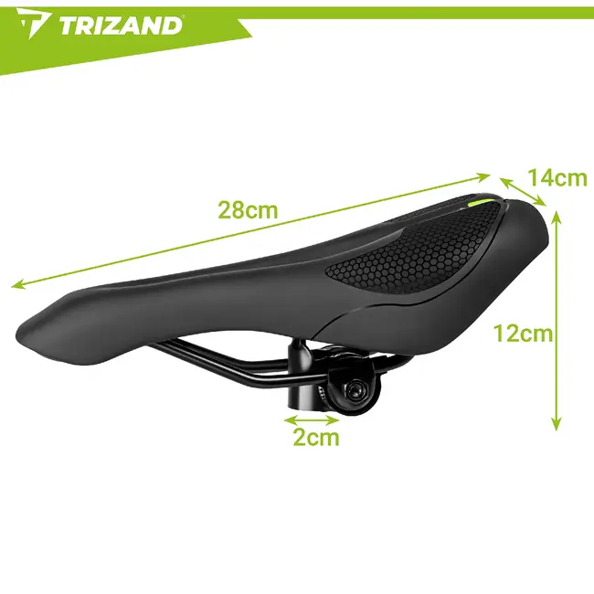 Trizand Comfortabel fietszadel 28 x 14 cm zwart met ergonomische vorm, ventilatie en demping voor stadsfiets