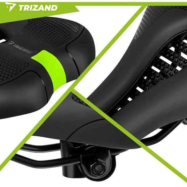 Trizand Comfortabel fietszadel 28 x 14 cm zwart met ergonomische vorm, ventilatie en demping voor stadsfiets