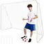 Trizand Metalen voetbalgoal 213 x 150 x 90 cm wit met net, haringen en montagekit voor training in de tuin