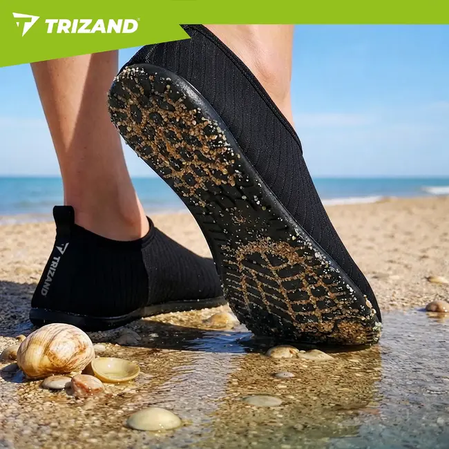 Trizand Zwarte waterschoenen maat 42 voor strand zwembad en watersport met antislip zool en comfortabele pasvorm