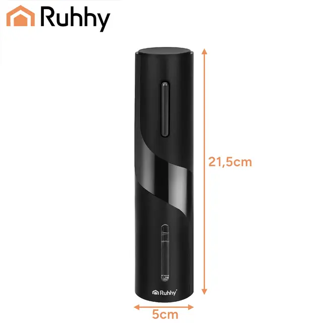 Ruhhy Automatische elektrische wijnopener 48 × 215 mm met USB-C kabel, wijnschenker, vacuümstop en foliesnijder