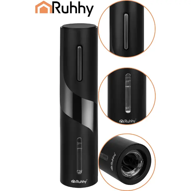 Ruhhy Automatische elektrische wijnopener 48 × 215 mm met USB-C kabel, wijnschenker, vacuümstop en foliesnijder