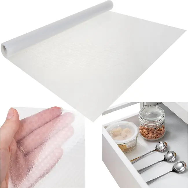 Ruhhy Transparant witte antislip lade mat 300 x 50 cm voor keuken, kast en opberglades in huis