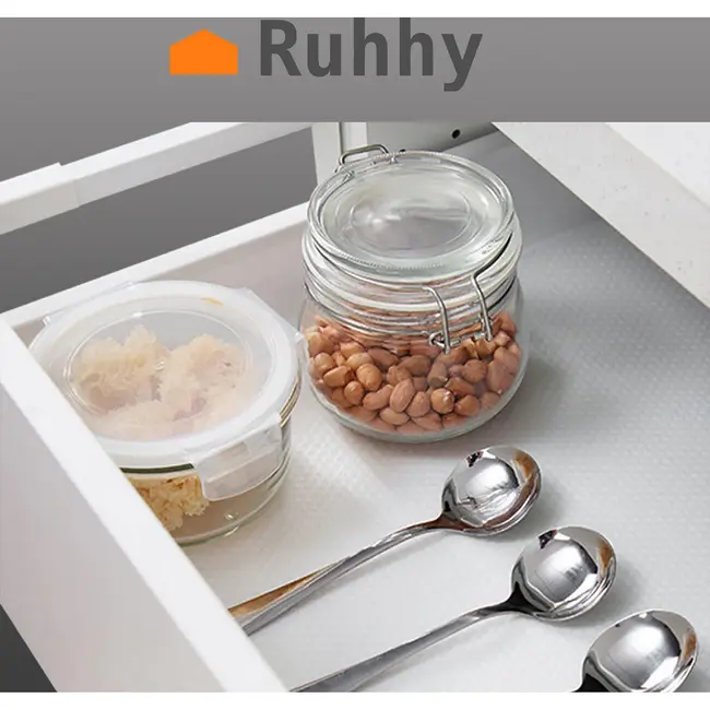 Ruhhy Transparant witte antislip lade mat 300 x 50 cm voor keuken, kast en opberglades in huis
