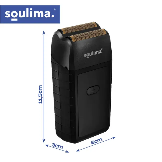 Soulima Compact baardscheerapparaat met 2 folies, 2 roestvrijstalen messen, LED-display, USB-C, IPX4 en lithium accu voor reizen