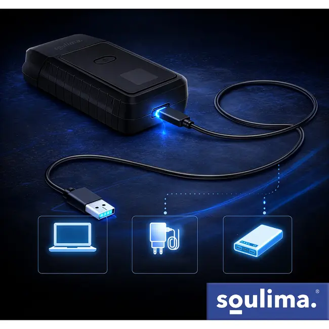 Soulima Compact baardscheerapparaat met 2 folies, 2 roestvrijstalen messen, LED-display, USB-C, IPX4 en lithium accu voor reizen