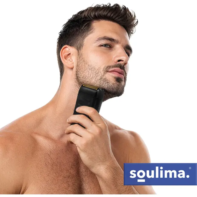 Soulima Compact baardscheerapparaat met 2 folies, 2 roestvrijstalen messen, LED-display, USB-C, IPX4 en lithium accu voor reizen