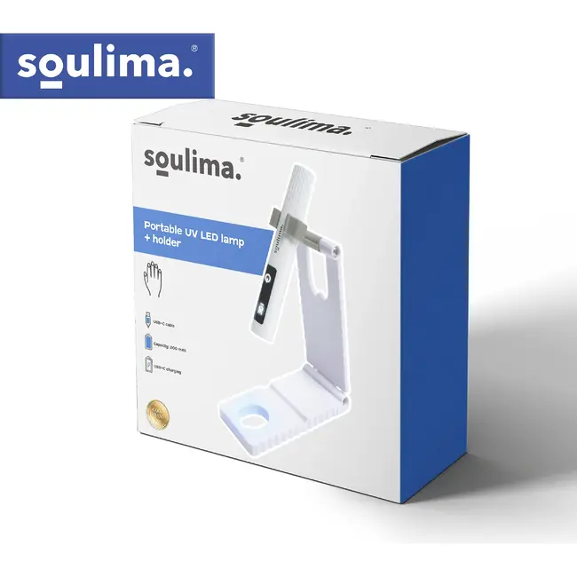 Soulima Draagbare UV LED nagellamp 3 W met 30 en 60 seconden standen, LCD-display, USB-C en houder voor hybride lak