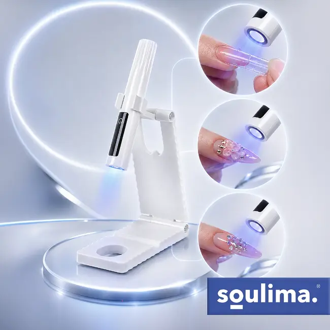 Soulima Draagbare UV LED nagellamp 3 W met 30 en 60 seconden standen, LCD-display, USB-C en houder voor hybride lak