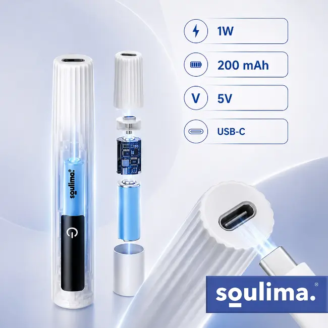 Soulima Draagbare UV LED nagellamp 3 W met 30 en 60 seconden standen, LCD-display, USB-C en houder voor hybride lak