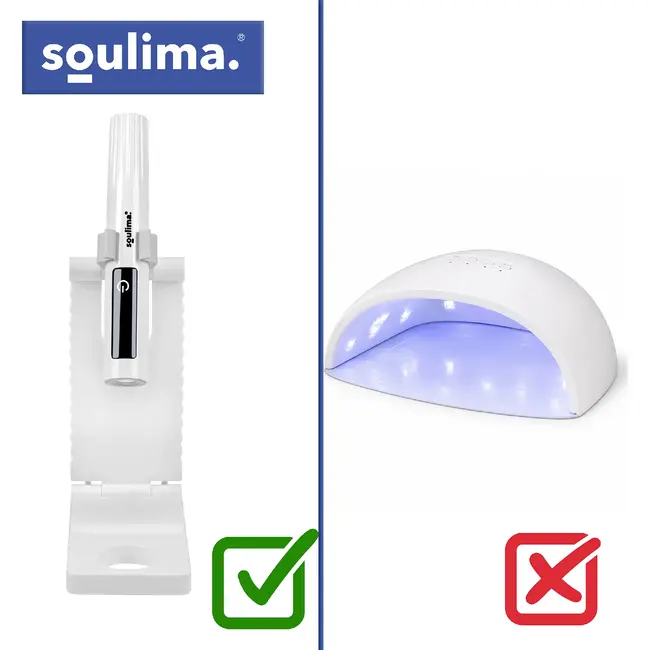 Soulima Draagbare UV LED nagellamp 3 W met 30 en 60 seconden standen, LCD-display, USB-C en houder voor hybride lak