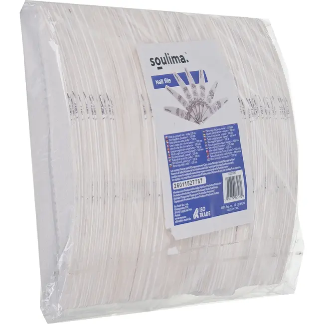Soulima Nagelvijlen 100 stuks 100/180 grijs zebra, smalle bootvorm met verstevigde kern voor manicure en pedicure