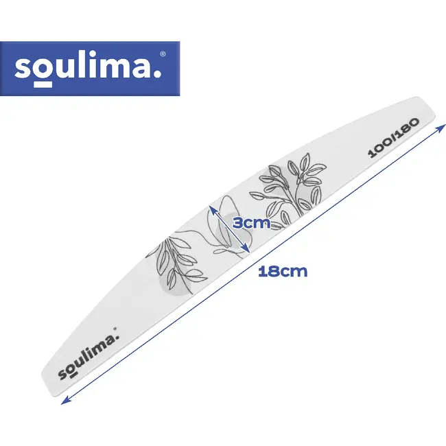 Soulima Nagelvijlen 100 stuks 100/180 grijs zebra, smalle bootvorm met verstevigde kern voor manicure en pedicure