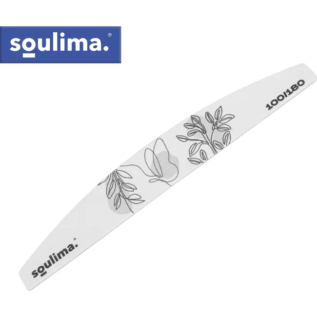 Soulima Nagelvijlen 100 stuks 100/180 grijs zebra, smalle bootvorm met verstevigde kern voor manicure en pedicure