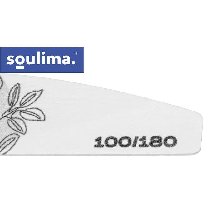 Soulima Nagelvijlen 100 stuks 100/180 grijs zebra, smalle bootvorm met verstevigde kern voor manicure en pedicure