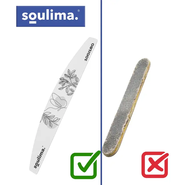 Soulima Nagelvijlen 100 stuks 100/180 grijs zebra, smalle bootvorm met verstevigde kern voor manicure en pedicure